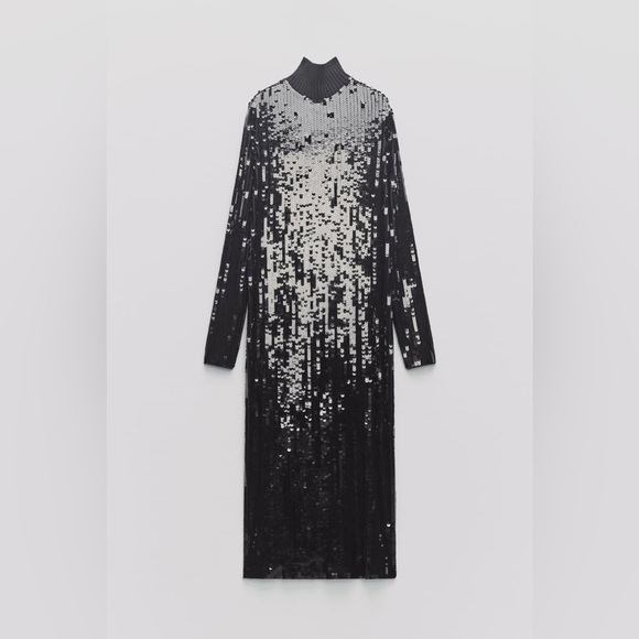 ZARA LONG LIMITED EDITION SEQUIN DRESS - Picture 9 of 13